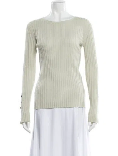 Pre-owned Theory Wool Bateau Neckline Sweater In Neutral