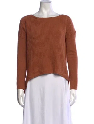 Pre-owned Theory Wool Bateau Neckline Sweater In Orange