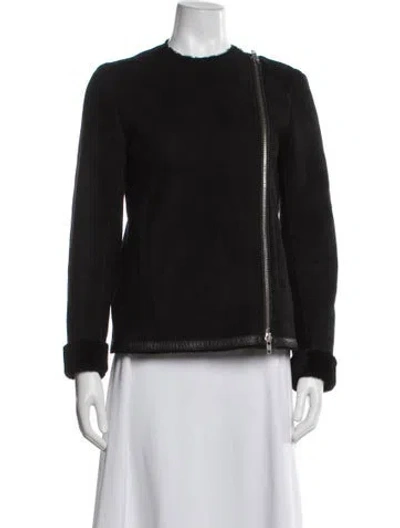 Pre-owned Theory Wool Biker Jacket In Black