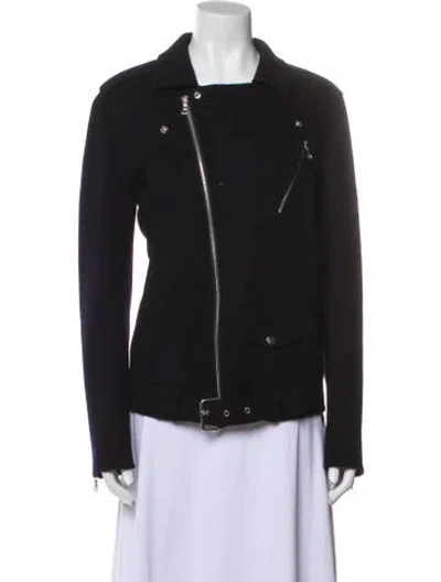 Pre-owned Theory Wool Biker Jacket In Black