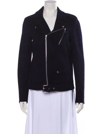 Pre-owned Theory Wool Biker Jacket In Black