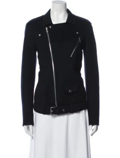 Pre-owned Theory Wool Biker Jacket In Black