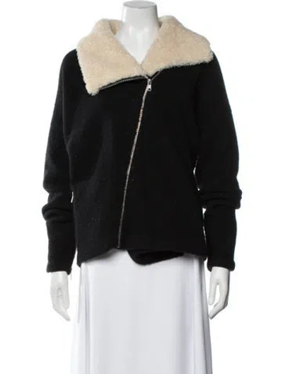 Pre-owned Theory Wool Biker Jacket In Black