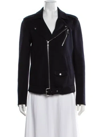 Pre-owned Theory Wool Biker Jacket In Black