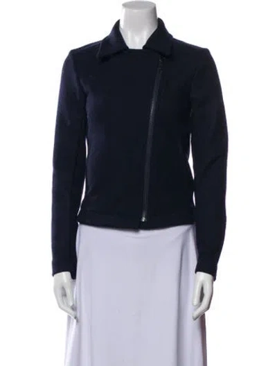 Pre-owned Theory Wool Biker Jacket In Blue