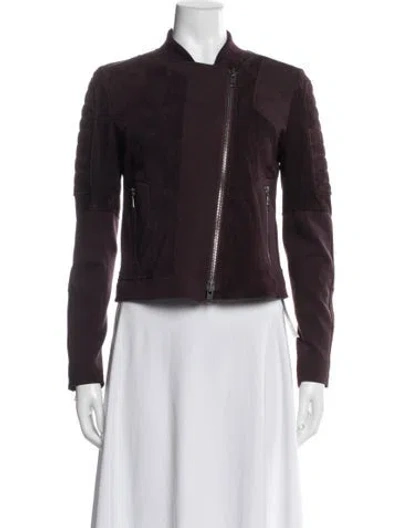 Pre-owned Theory Wool Biker Jacket In Purple