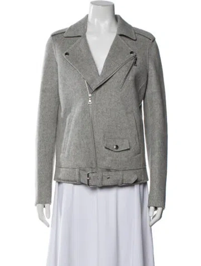 Pre-owned Theory Wool Biker Jacket W/ Tags In Grey
