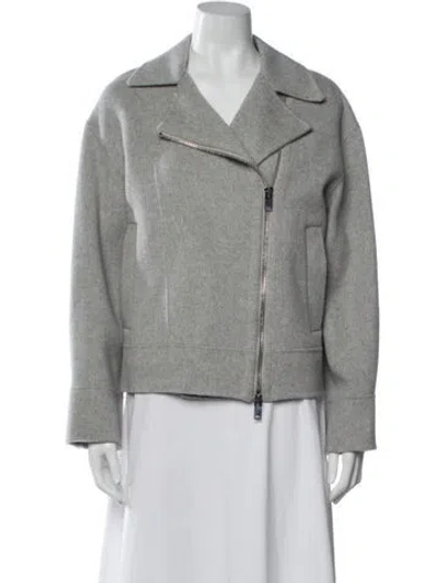 Pre-owned Theory Wool Biker Jacket W/ Tags In Grey
