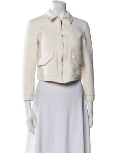 Pre-owned Theory Wool Biker Jacket In White