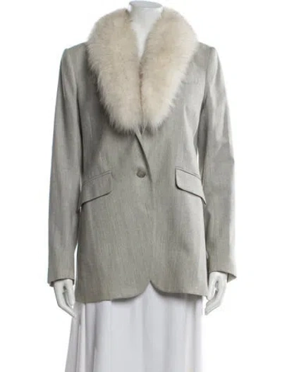 Pre-owned Theory Wool Blazer In Gray