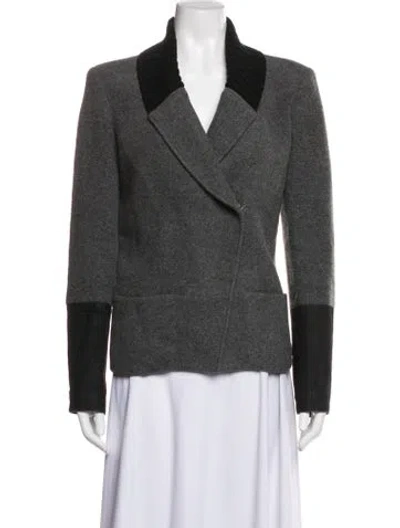 Pre-owned Theory Wool Blazer In Grey
