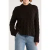 Theory Wool Blend Cable Knit Pullover Sweater In Black