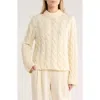 Theory Wool Blend Cable Knit Pullover Sweater In Neutral