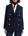 Theory Double Breasted Wool Peacoat Blazer In Baltic
