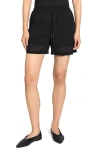 Theory Wool Blend Drawsting Shorts In Black