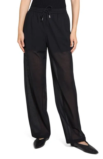 Theory Drawcord Pull-on Pant In Lightweight Wool In Black