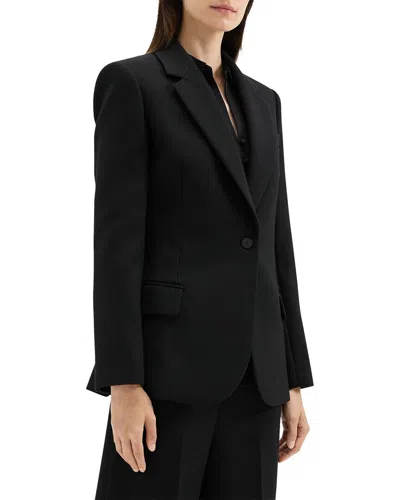Theory Wool-blend Fitted Blazer In Black