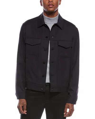 Theory Wool-blend Flannel Shirt In Blue