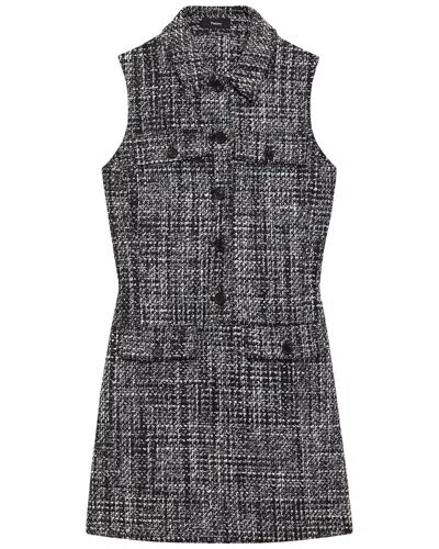 THEORY THEORY WOOL-BLEND MELANGE TWEED MILITARY MINI DRESS