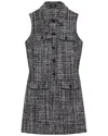 Theory Wool-blend Melange Tweed Military Mini Dress In Black