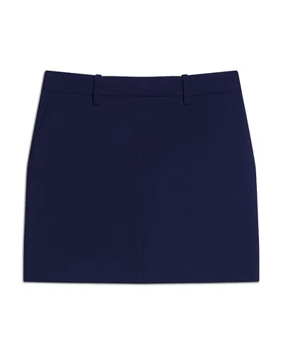 Theory Wool Blend Mini Skirt In Blue