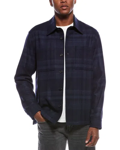 Theory Wool-blend Overshirt In Blue