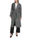 Theory Wool-blend Robe Coat In Gray