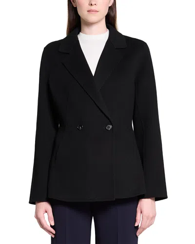 Theory Wool Blend Shaped Double Breasted Coat In Black