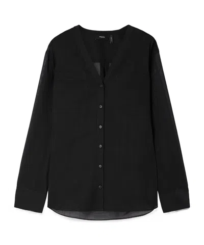 Theory Wool-blend Blouse In Black