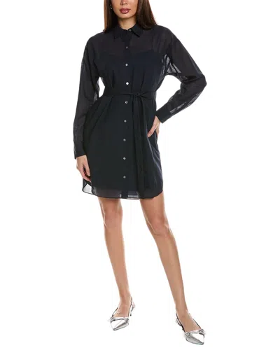 Theory Wool-blend Shirtdress In Blue