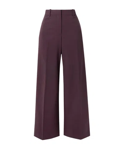 Theory Wool Blend Straight Leg Casual Pants In Purple