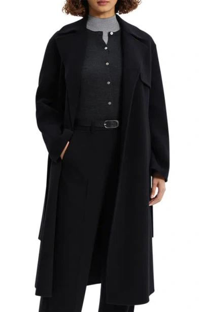 Theory Wool Blend Trench Coat In Black - 001