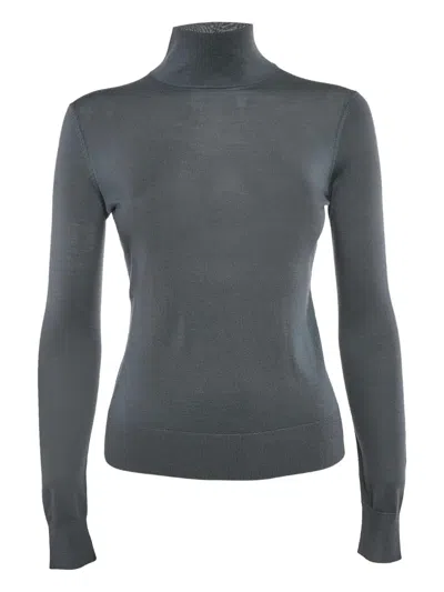 Pre-owned Theory Wool Blend Turtleneck Sweater In Gray