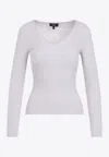 Theory Wool-blend V-neck Top In Lilac