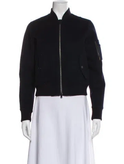 Pre-owned Theory Wool Bomber Jacket In Black