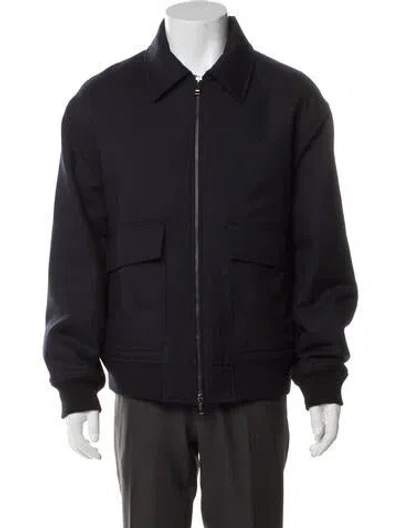 Pre-owned Theory Wool Bomber Jacket In Blue