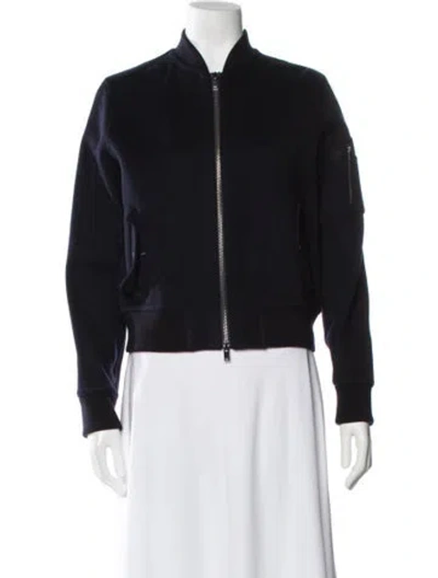 Pre-owned Theory Wool Bomber Jacket In Blue