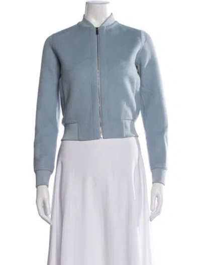 Pre-owned Theory Wool Bomber Jacket In Blue