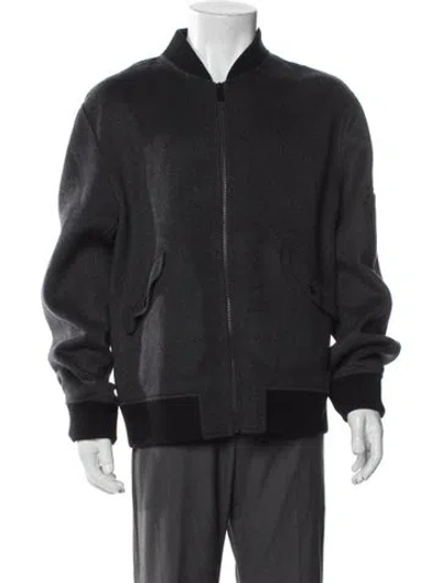Pre-owned Theory Wool Bomber Jacket In Gray