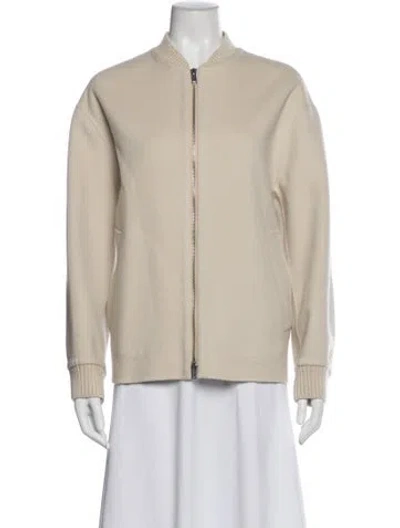 Pre-owned Theory Wool Bomber Jacket In Neutral