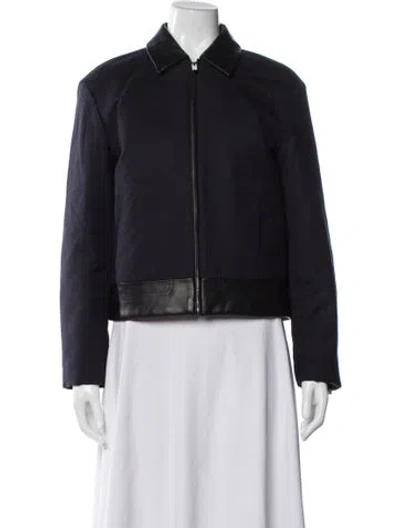 Pre-owned Theory Wool Bomber Jacket W/ Tags In Blue