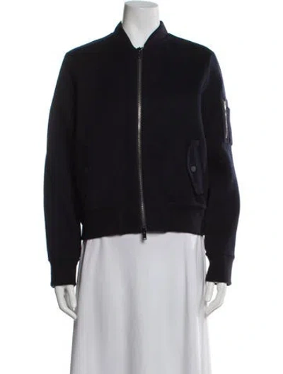 Pre-owned Theory Wool Bomber Jacket W/ Tags In Blue