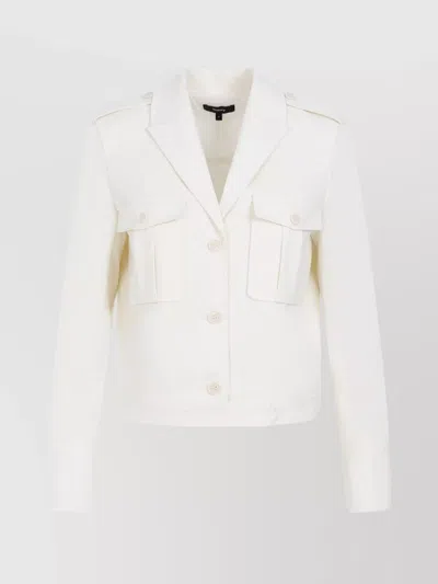 Theory Wool Box Jacket With Shoulder Button Detail In White