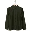 Theory Wool Button-up Shirt In Hunter Green