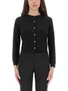 Theory Cropped Fitted Cardigan With Central Button Closure In Black