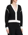 Theory Blanket Stitch Cardigan In Black/white
