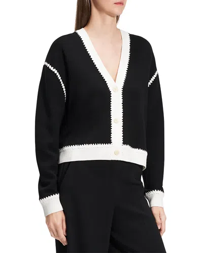 Theory Wool Cardigan In Black/white
