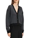 Theory Women's Merino Wool Blanket Stitch Button-up Top Cardigan In Pestle Melange/black