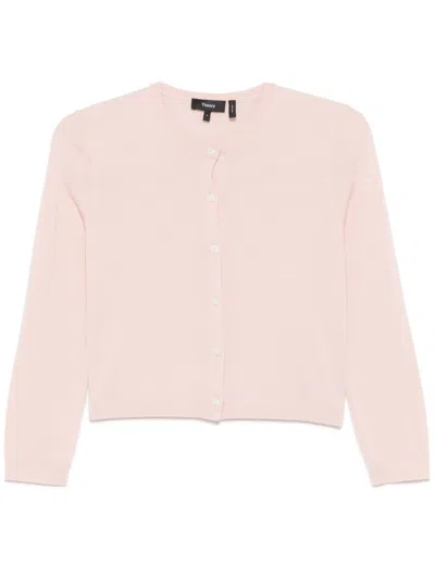 Theory Cardigan Aus Wolle In Rosa