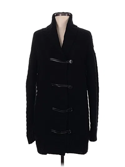 Pre-owned Theory Wool Cardigan Sweater In Black